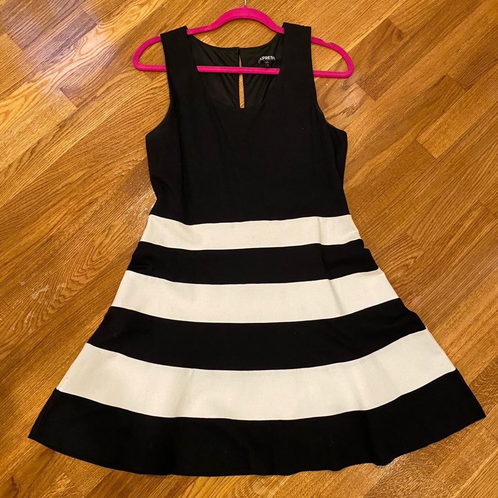 Express Black & White Striped Dress